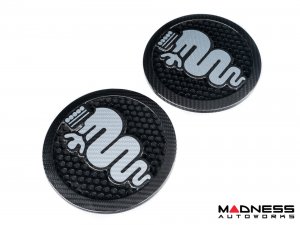 Alfa Romeo 4C Carbon Fiber Speaker Grill Covers - Alfa Logo in White
